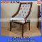 Crystal botton Ear back birch wood dining room armless chair with flannelette fabric                        
                                                Quality Choice