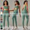 4 Piece Suit Workout Wear Leggings Sports Bra Long Sleeve Tshirt Gym Fitness Sets Seamless Knitted Yoga Set For Women