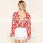 2016 spring New Fashion printed blouse Short Sleeve high quality and digital printed women blouse B018