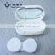 White Plastic Compact Contact Lens Case With Dual Box and Mirror for Eyewear
