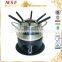 MSF-3500 Columbia stainless steel cheese fondue set nice belly shape fondue pot 0.5mm thickness SS material
