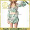 Europe special design mandarin sleeve tropical printed fabric hollow beach woman blouse