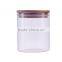 clear glass tea storage container witn bamboo lid 15OZ
