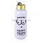 colourful custom printed glass sparkling water bottle