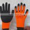 10guage flat orange cottton black latex wrinkle coated gloves