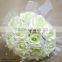 2015 Hot Sale Artificial PE light green Rose mesh Flower 16 Heads PE Bouquet with beaded For Wedding Decor