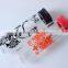Best selling borosilicate /pyrex glass water/juice bottle with PP cap and colorful (red, black) decal