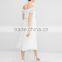 Pure white Bardot neckline Off-shoulder knee-lenght hot selling dress Lace pleated mesh Maternity Dress