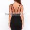2016 new design plus size bodycon dress low cut deep V front black bodycon dress