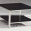 C603A modern french industrial loft style glass top silver stainless steel metal coffee table