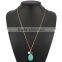 Women's New Simple Gold Green turquoise Pendant Alloy Necklace for Women