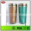Eco-friendly 16 ounce insulated solid color travel mug with logo and lid