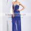 Sexy Backless off Shoulder Beaded See Through Blue Formal Dresses for Women