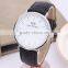 promotional gift genuine leather band thin plate classic quartz watch for business men