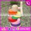 Best design colorful rainbow tower wooden baby stacking toys W13D110