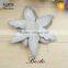 Pretty hexagon shape rhinestone silver leather flower for chlidren shoes