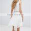 Women Fashion Sleeveless A-Line Lace Asymmetrical Hem High Waist Sweet Dress