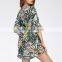 Wholesale V Neck Half Sleeve Colorful Jungle Printed Women Casual Romper