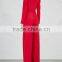 Wholasale Women Apparel Red Tie-front Wide-leg Strech Silk Jumpsuit(DQE0124J)