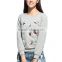 Fashionable cheap long sleeve grey pullover sweatshirt without hood