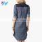 Korean Wholesale Fitness Apparel Clothing Printed Slim Shift Shirt Dresses