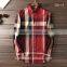 Fancy red and black big check men casual shirt embroidery design