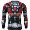 Red and black color mens long sleeve compression running shirt one sleeve
