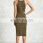 Fashion Rayon Striped Bodycon Midi Dress 2017