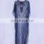 2019 Dark Blue Striped Deep V-Neck Bats Sleeve Loose Summer Dress Beach Kaftan Plus Size Women Beachwear Maxi Dress Sarong