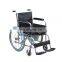 Foldable chromed steel hospital medical commode chair with solid castor