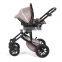 China Manufacturer linen fabric aluminum stroller 3 in 1 with car seat baby stroller combo