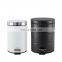 Simple design 5L/12L  powder coating pedal bin  black and white household stainless steel trash can