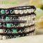 Topearl Jewelry Mixed White Pearls with Hematite and Turquoise Charm Bracelet 5 Wrap Bracelet CLL66