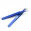Dark blue eyelash grafting high-precision tweezers blossom set eyelash beautifying tool elbow tweezers sticker cute