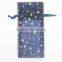 blue printed velvet drawstring chocolate bags for valantine's gift wrap