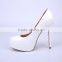 Pure White Wedding Party Dress Shoes, Fashion Patent Women High Heel Platform Bridal Wedding Shoes