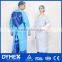 Blue/White Open Back AMMI PB70 CPE Isolation Gown with Ultrasonic Seam