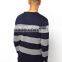 Man's Cotton Blend Knit Block Stripe Design Sweater