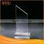 Rectangular clear acrylic trophy award, plexiglass sign display stands