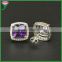 925 sterling silver purple cubic zircon gemstone huggie designer earrings for woman