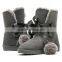 Hot selling snow buckle fastener sweet leather boots women