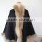 Graceful Natural Raccoon Fur Edge Cashmere Shawl Winter Fur Trim Pushmina Like Poncho Cape