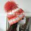 Customized colour Fashion Popular Female Hat With Raccoon Fur Ball