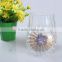 china wholesale decorative glass container/jar with flower shape lid painted blue