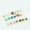 KJL-M2247 Wholesale new arrival colorful round two point pandents, Drusy Turquoise Crystal Stone Quartz gold pave connector