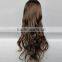 Synthetic Dark Brown Long straight kinky Wavy wig N427