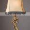 popular square base golden flower desk lamp with cube crystal and light brown waisted round lamp shade SAA CE
