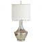 hot sell high quality gold glass desk lamp with beige linen cylinder lamp shade for home decor