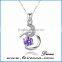 Fashion jewelry wholesale thailand women silver blue crystal heart necklace jewelry