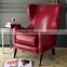 Modern leather single seater sofa chair wing chair solid wood lobby sofa